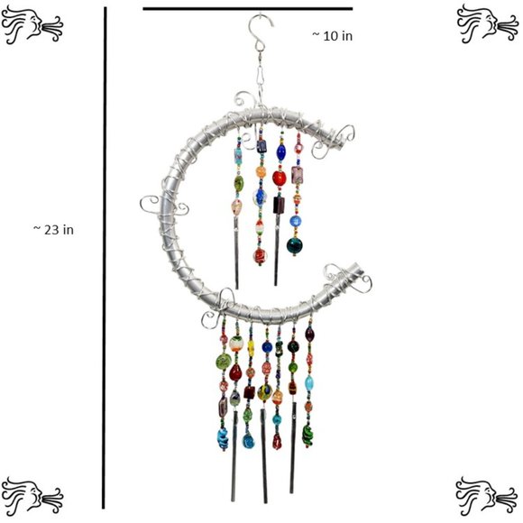 Aluminum Wind Chime Multicolor Lampwork Glass Beads Handmade Home Decor - Picture 4 of 4